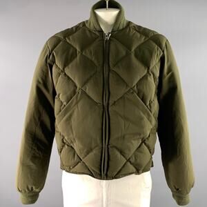 BRUT Size XL Green Olive Quilted Down Polyester Bomber Jacket